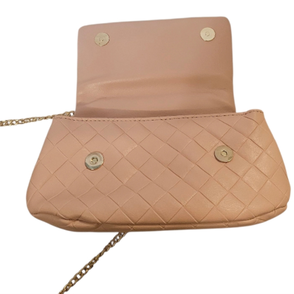Pink ASOS Design Women's Weave Flap and Chain Handle Crossbody Bag - Picture 8 of 12